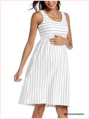 Maternity Tank Dress Sleeveless Knee Length A-Line High Waist